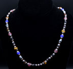 Vintage Handmade Sterling Silver Capped Multi-Bead Necklace - 22.25"