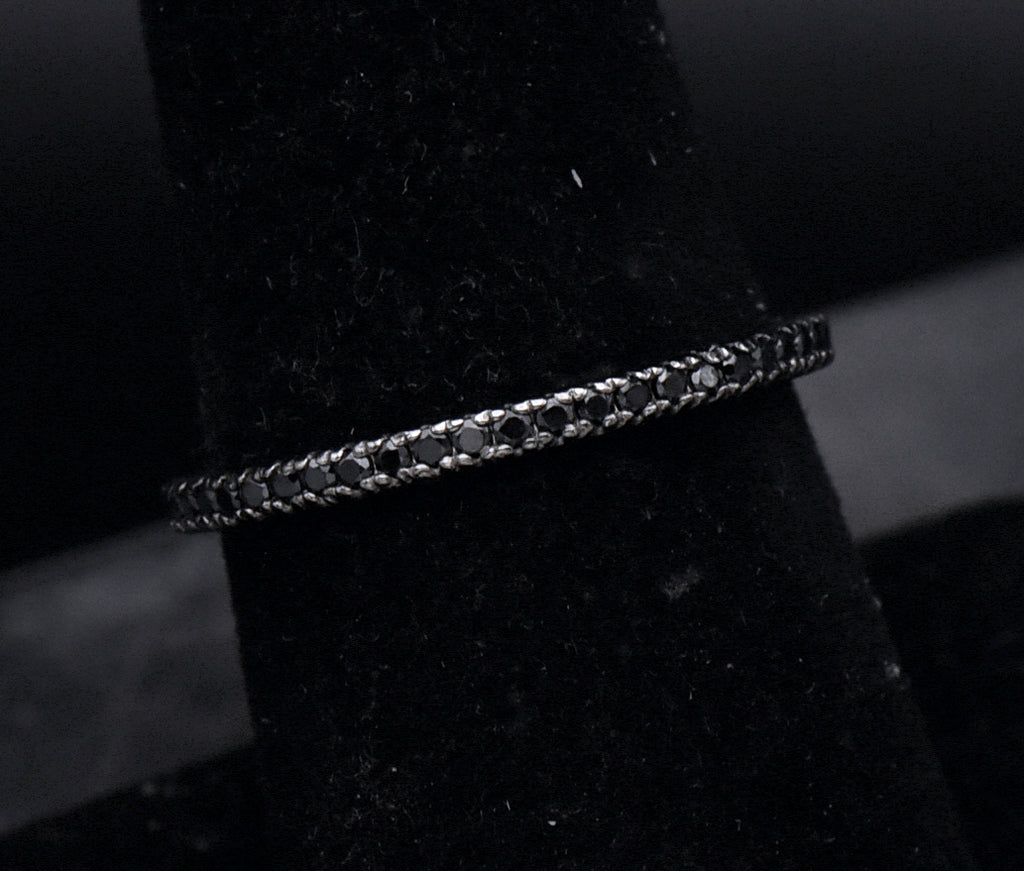 Sterling Silver Black Cubic Zirconia Eternity Band - Size 7