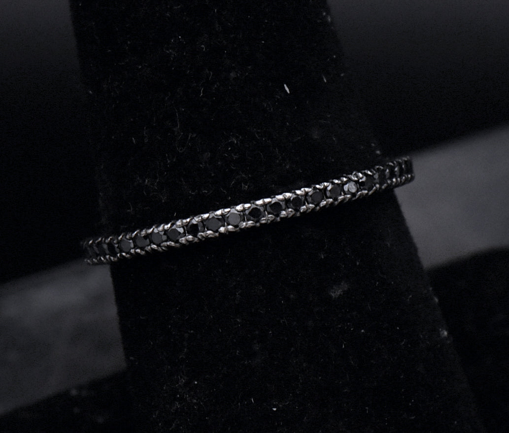 Sterling Silver Black Cubic Zirconia Eternity Band - Size 7