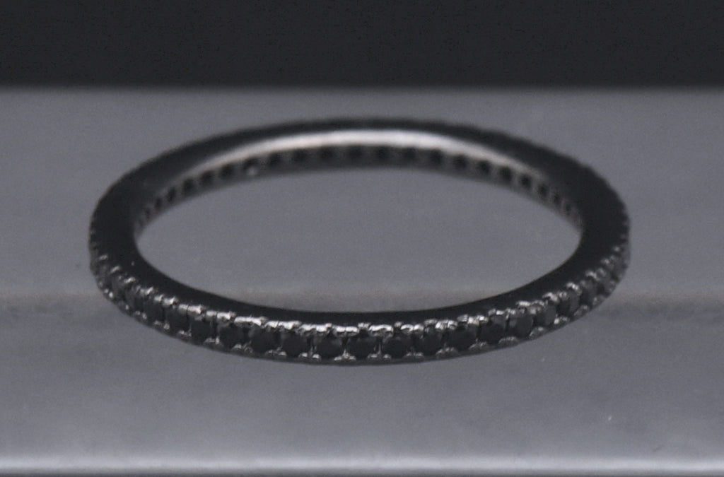Sterling Silver Black Cubic Zirconia Eternity Band - Size 7