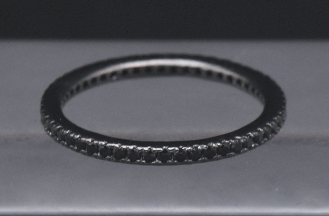 Sterling Silver Black Cubic Zirconia Eternity Band - Size 7