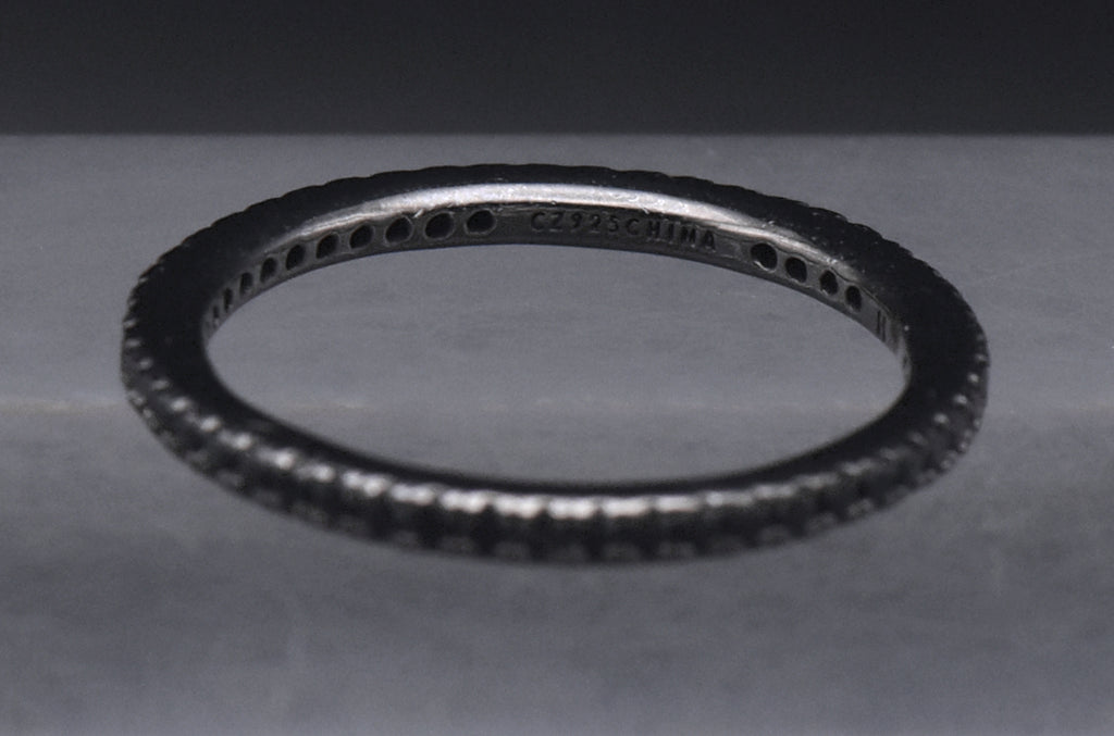 Sterling Silver Black Cubic Zirconia Eternity Band - Size 7