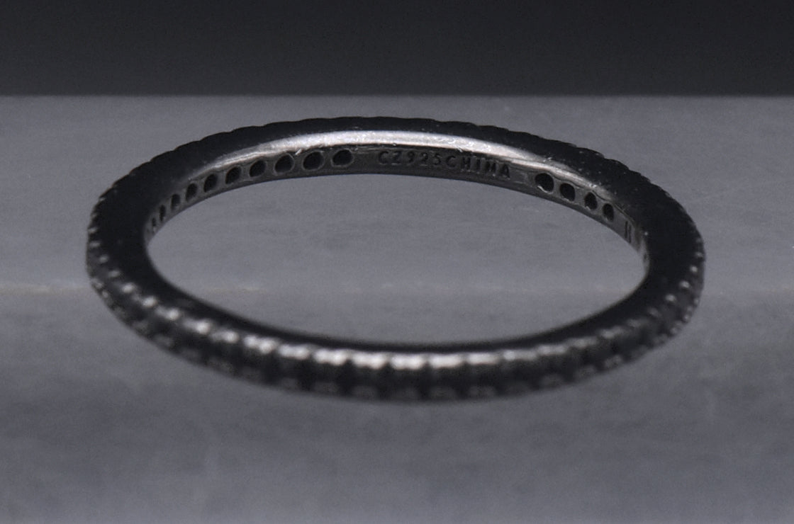 Sterling Silver Black Cubic Zirconia Eternity Band - Size 7