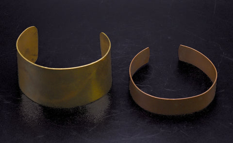 Vintage Set of a Copper and a Brass Cuff Bracelet