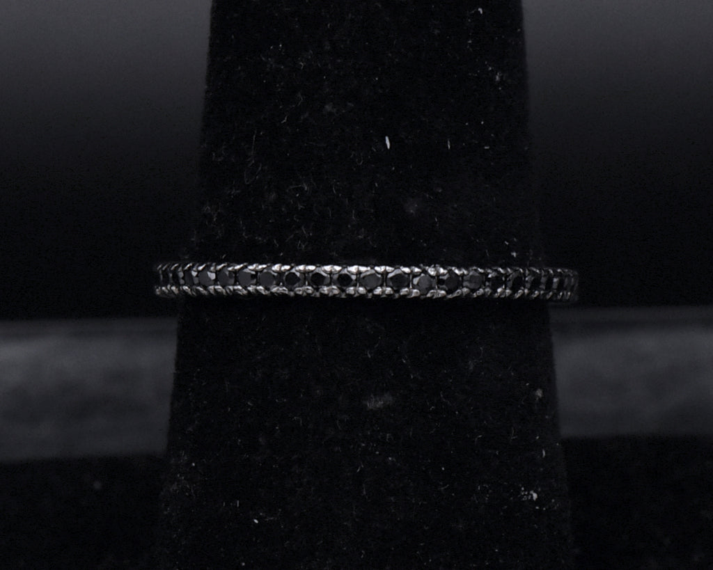 Sterling Silver Black Cubic Zirconia Eternity Band - Size 7