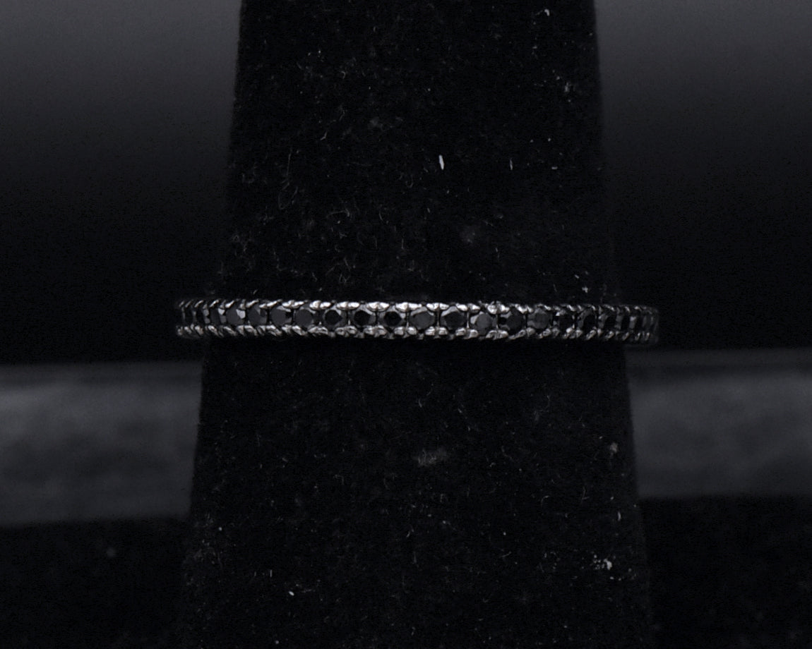 Sterling Silver Black Cubic Zirconia Eternity Band - Size 7
