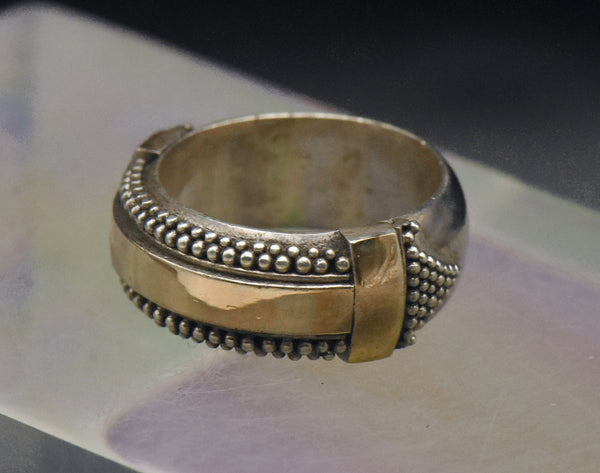 Vintage Handmade Sterling Silver and Gold Band - Size 3.25