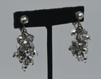 Dalsheim - Vintage Silver Tone and Colorless Faceted Bead Dangle Clip-On Earrings