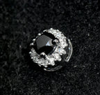 Vintage 10k White Gold Black and White Diamonds Halo Slide Pendant
