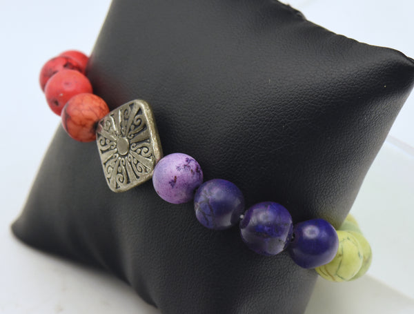 Multi-Color Dyed Stone Beaded Bracelet