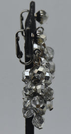 Dalsheim - Vintage Silver Tone and Colorless Faceted Bead Dangle Clip-On Earrings
