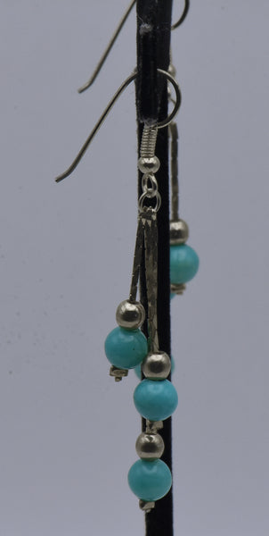 Vintage Imitation Turquoise Bead Dangle Earrings