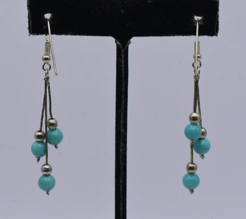 Vintage Imitation Turquoise Bead Dangle Earrings