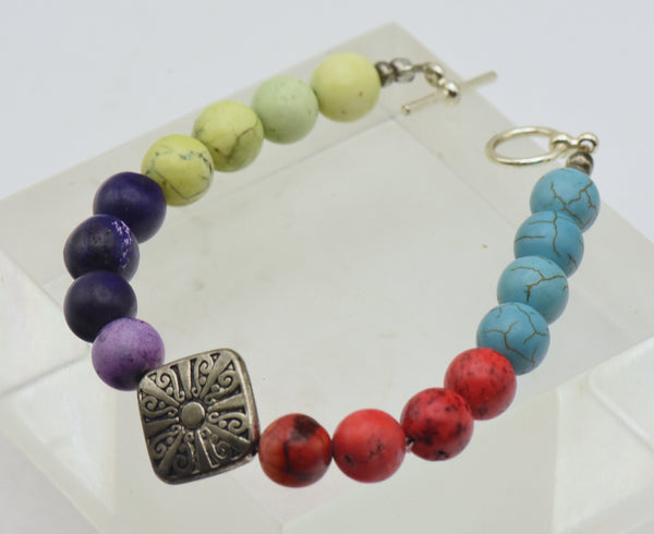 Multi-Color Dyed Stone Beaded Bracelet