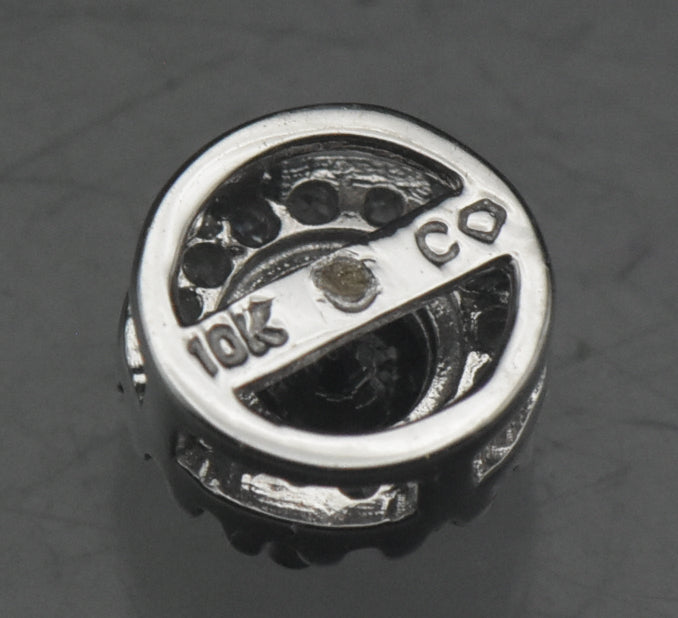 Vintage 10k White Gold Black and White Diamonds Halo Slide Pendant