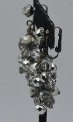 Dalsheim - Vintage Silver Tone and Colorless Faceted Bead Dangle Clip-On Earrings