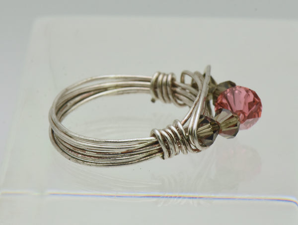 Vintage Silver Tone Metal Wire Wrapped Ring - Size 7.5