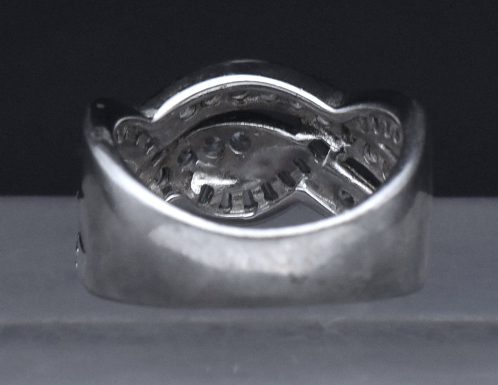 Sterling Silver Braided Design Cubic Zirconia Band - Size 6