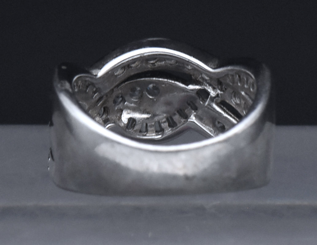 Sterling Silver Braided Design Cubic Zirconia Band - Size 6