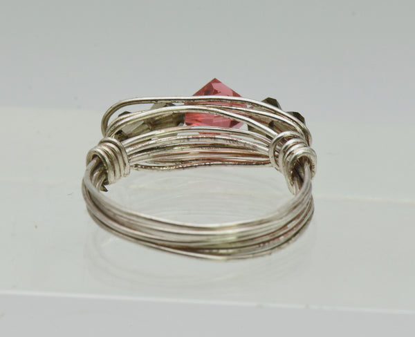 Vintage Silver Tone Metal Wire Wrapped Ring - Size 7.5