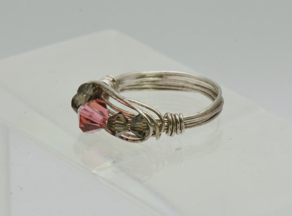 Vintage Silver Tone Metal Wire Wrapped Ring - Size 7.5