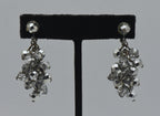 Dalsheim - Vintage Silver Tone and Colorless Faceted Bead Dangle Clip-On Earrings