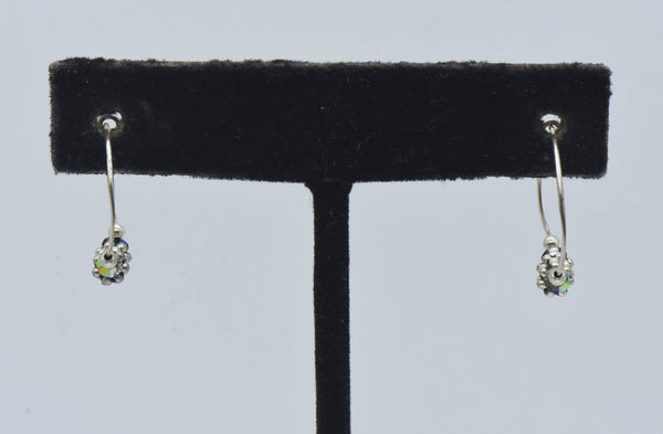 Vintage Sterling Silver Hoop Beaded Earrings