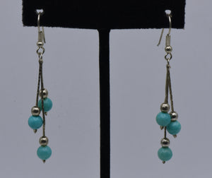 Vintage Imitation Turquoise Bead Dangle Earrings