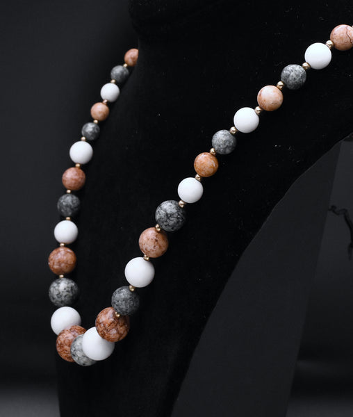 Faux Stone Beaded Necklace - 24"