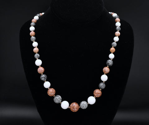 Faux Stone Beaded Necklace - 24"