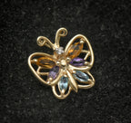 Vintage 10k Gold Gemstones Butterfly Pendant