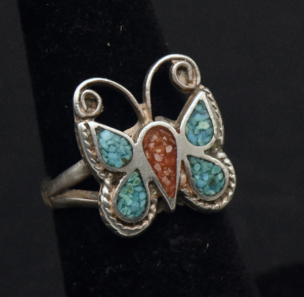 Vintage Handmade Sterling Silver Butterfly Ring - Size 5.25