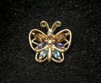 Vintage 10k Gold Gemstones Butterfly Pendant