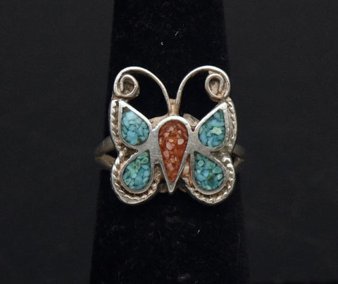 Vintage Handmade Sterling Silver Butterfly Ring - Size 5.25