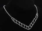 Vintage Silver Tone Rhinestone Bib Necklace - 16"