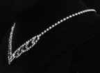 Vintage Silver Tone Rhinestone Bib Necklace - 16"