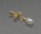 Vintage 14k Gold Pearl and Diamond Foliate Pendant AS IS