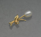 Vintage 14k Gold Pearl and Diamond Foliate Pendant AS IS