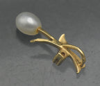 Vintage 14k Gold Pearl and Diamond Foliate Pendant AS IS