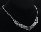 Vintage Silver Tone Rhinestone Bib Necklace - 16.25"