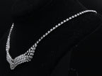 Vintage Silver Tone Rhinestone Bib Necklace - 16.25"