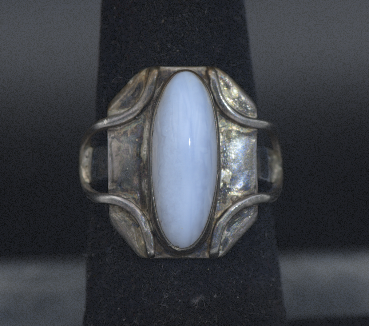 Vintage Handmade Blue Lace Agate Sterling Silver Ring - Size 6