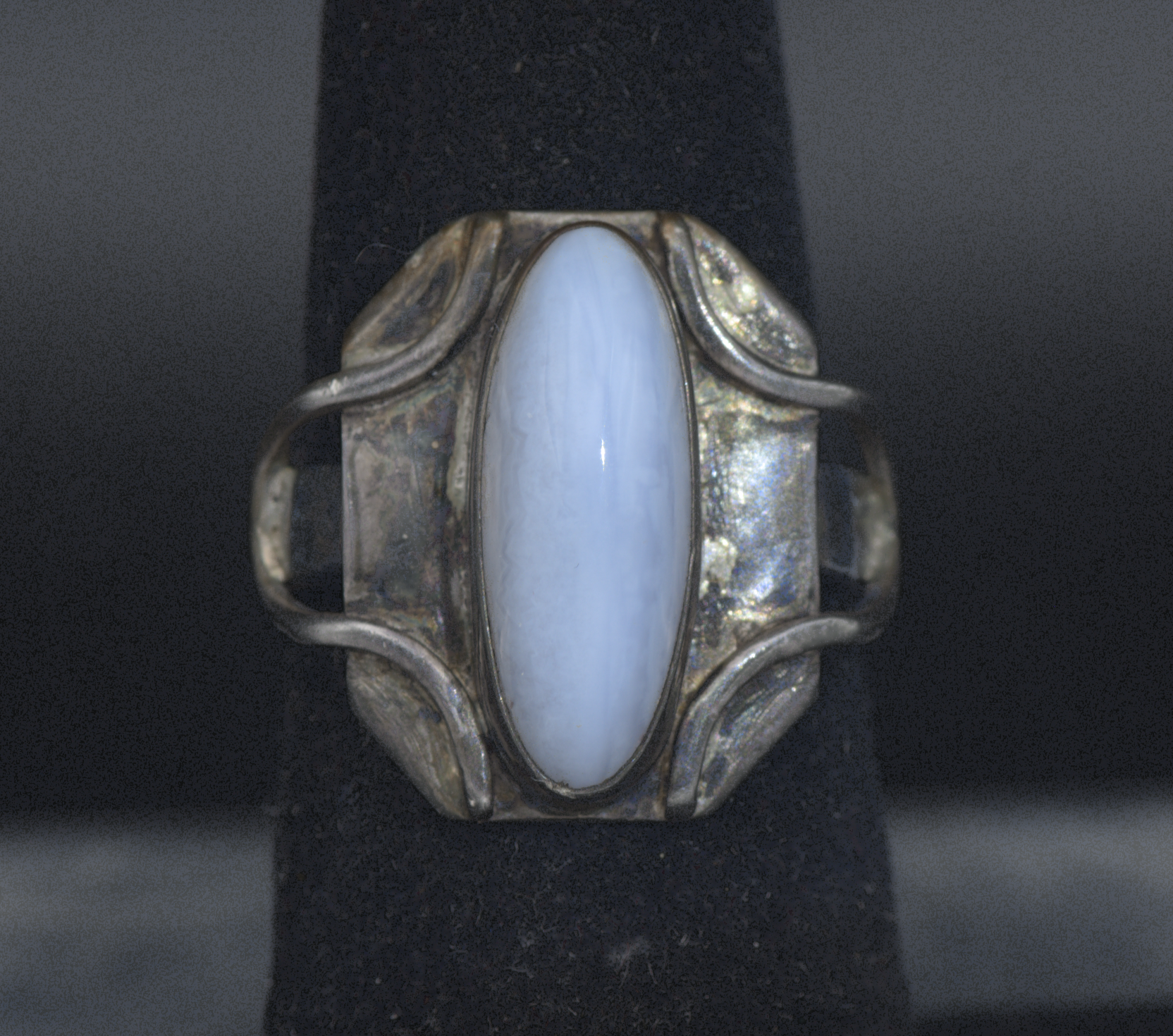 Vintage Handmade Blue Lace Agate Sterling Silver Ring - Size 6
