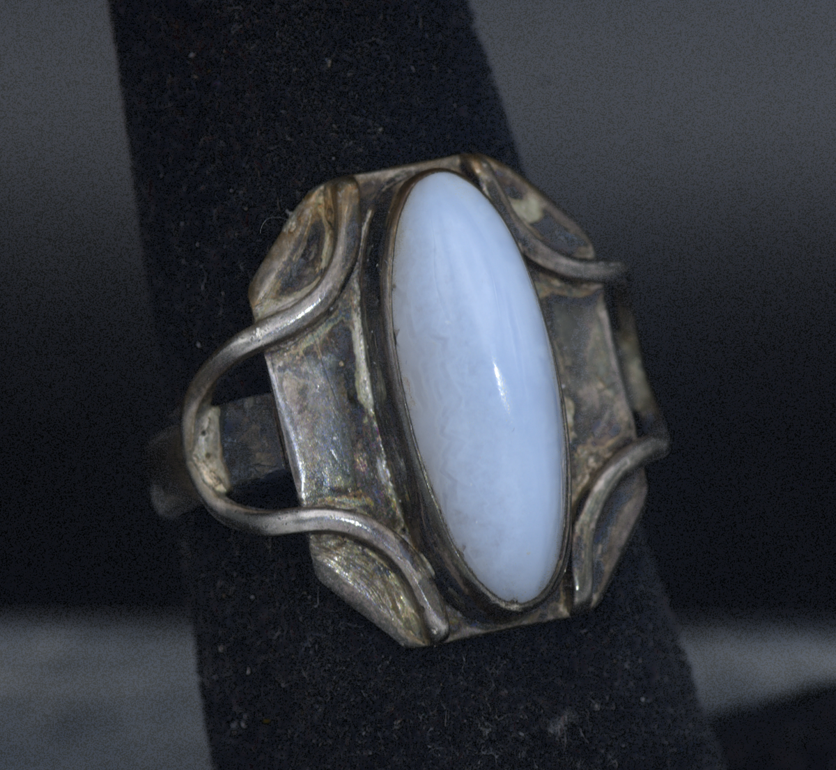 Vintage Handmade Blue Lace Agate Sterling Silver Ring - Size 6