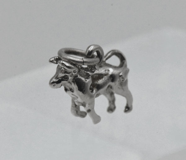 Vintage Silver Tone Metal Bull Charm