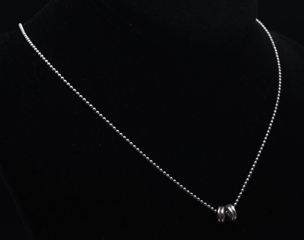 Vintage Italian Sterling Silver Ball Link Chain Necklace with Pendant - 24"