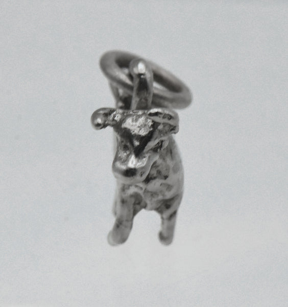 Vintage Silver Tone Metal Bull Charm