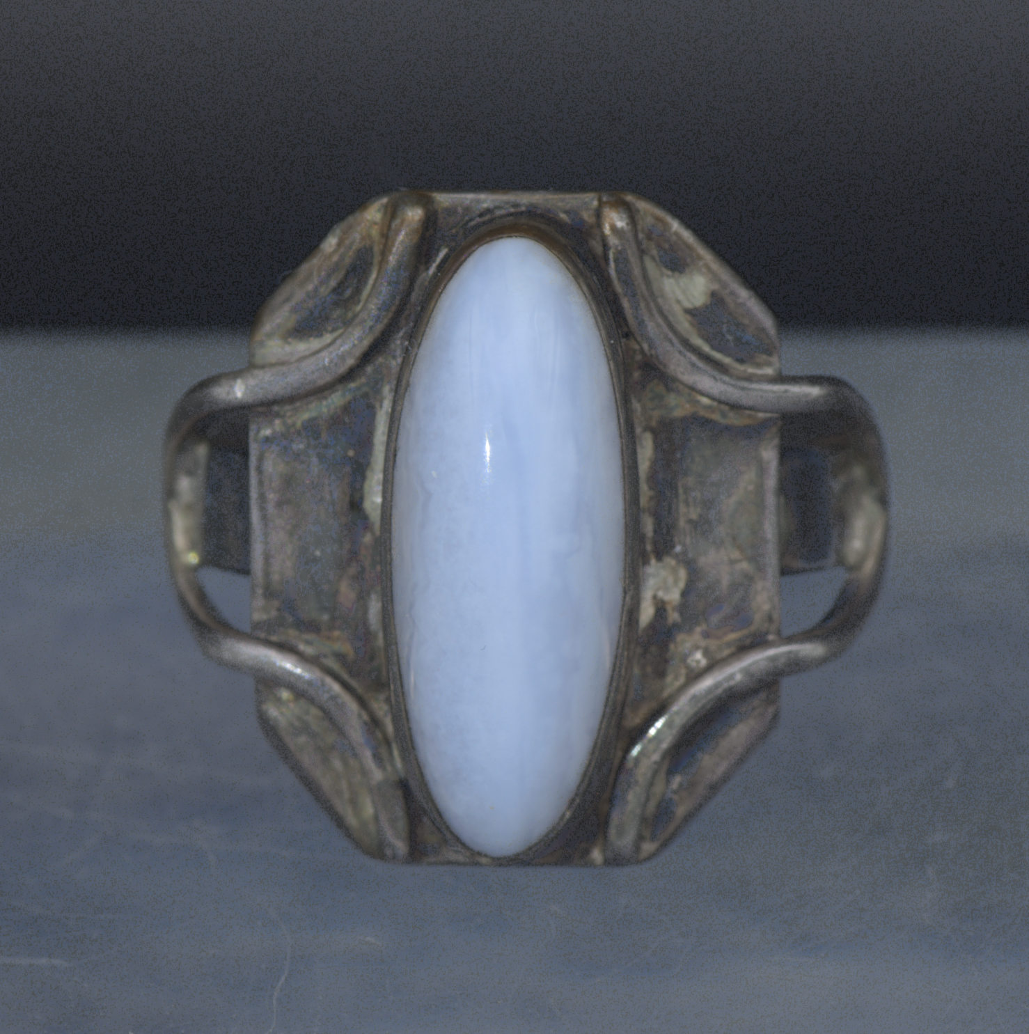 Vintage Handmade Blue Lace Agate Sterling Silver Ring - Size 6