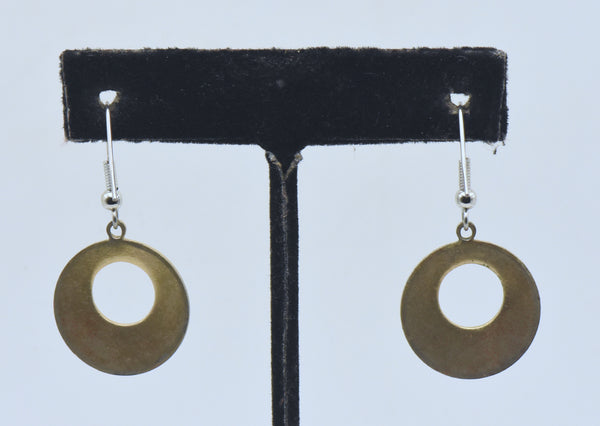 Vintage Brass Enamel Dangle Earrings