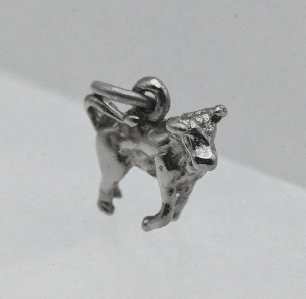 Vintage Silver Tone Metal Bull Charm